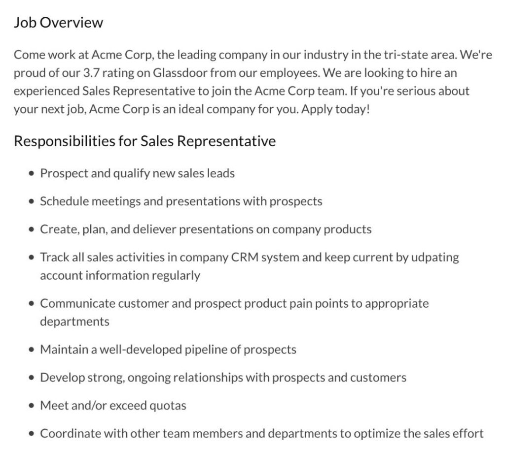 Sales-job-description - Resumespice Sales Job Description