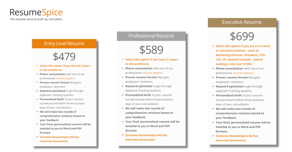An infographic showing the average costs for resume writing services.